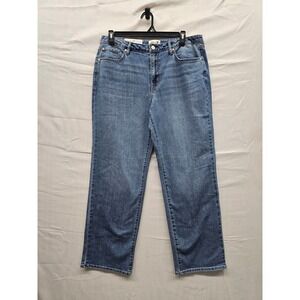 Seven7 Loose Straight Jeans Womens 12 Authentic Blue High Rise MY10341DE NWT
